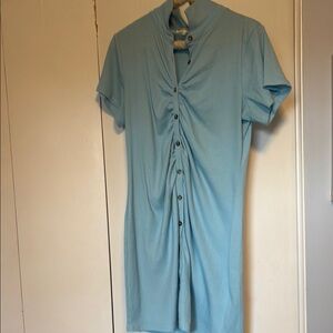 Light Blue Button-Up Dress